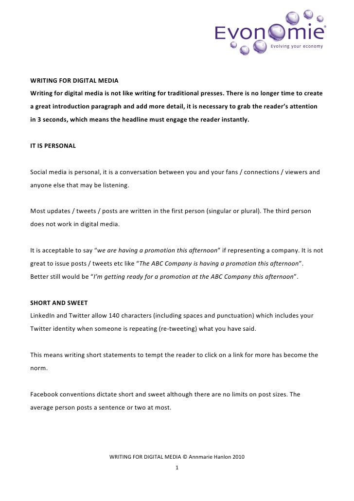 Writing for Digital Media